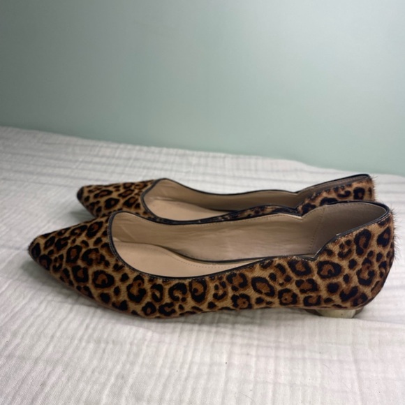 WHBM Calf Hair Leopard Print Pointy Toe Dressy Flats Size 8 - Picture 4 of 11